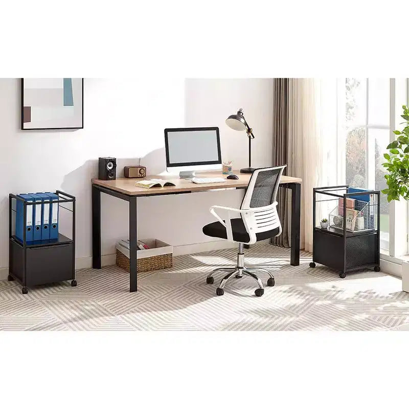 Meuble de classement VECELO avec 1 tiroir, meuble de bureau mobile roulant avec rangement ouvert compatible A4, cadre en métal