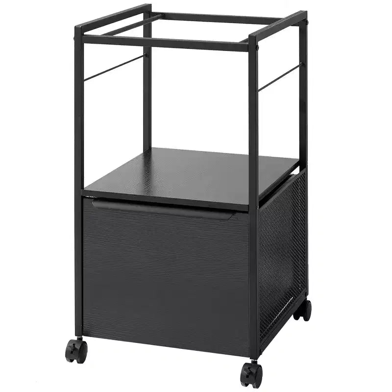 Meuble de classement VECELO avec 1 tiroir, meuble de bureau mobile roulant avec rangement ouvert compatible A4, cadre en métal