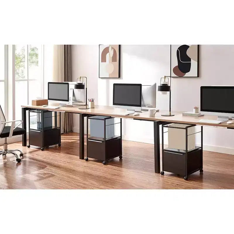 Meuble de classement VECELO avec 1 tiroir, meuble de bureau mobile roulant avec rangement ouvert compatible A4, cadre en métal
