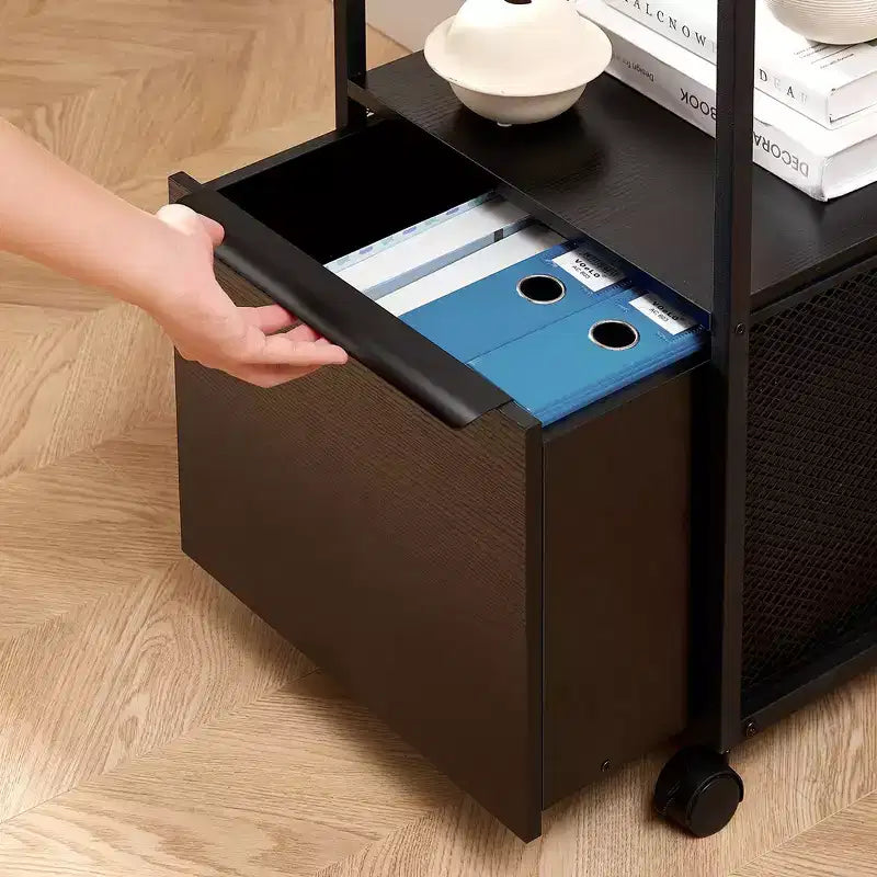 Meuble de classement VECELO avec 1 tiroir, meuble de bureau mobile roulant avec rangement ouvert compatible A4, cadre en métal