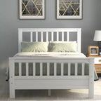 Cadre de lit double, Lit plateforme en bois avec rangement sous le lit, Cadres de lit jumeaux avec tête et pied de lit, Pas besoin de sommier tapissier