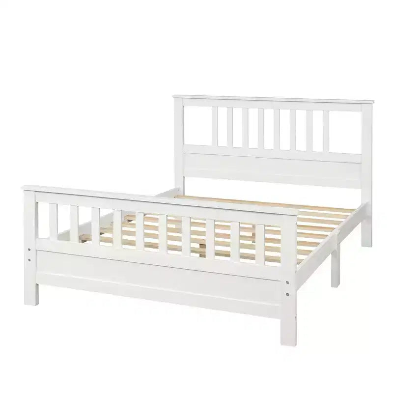 Cadre de lit double, Lit plateforme en bois avec rangement sous le lit, Cadres de lit jumeaux avec tête et pied de lit, Pas besoin de sommier tapissier
