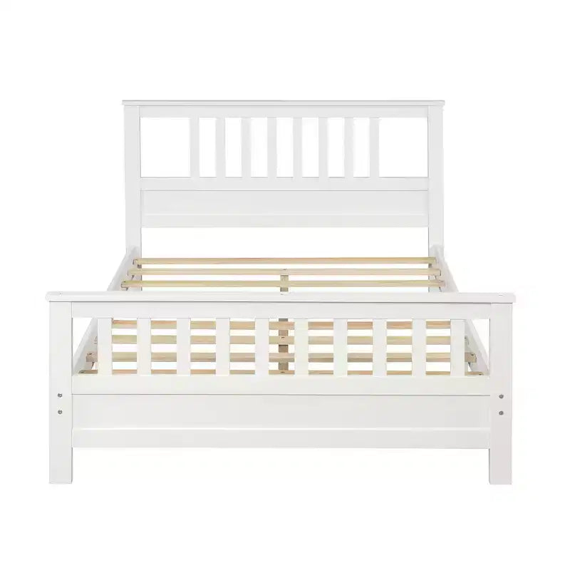 Cadre de lit double, Lit plateforme en bois avec rangement sous le lit, Cadres de lit jumeaux avec tête et pied de lit, Pas besoin de sommier tapissier