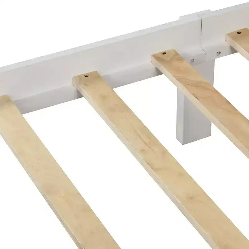 Cadre de lit double, Lit plateforme en bois avec rangement sous le lit, Cadres de lit jumeaux avec tête et pied de lit, Pas besoin de sommier tapissier