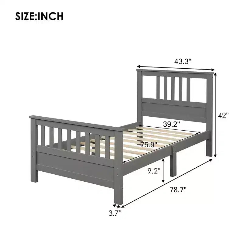 Cadre de lit double, Lit plateforme en bois avec rangement sous le lit, Cadres de lit jumeaux avec tête et pied de lit, Pas besoin de sommier tapissier