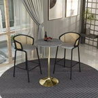 Table à manger ronde Leisuremod Verve 27 de hauteur bar – Plateau en pierre avec base piédestal en or brossé, table de hauteur comptoir pour cuisine, maison et pub