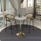 Table à manger ronde Leisuremod Verve 27 de hauteur bar – Plateau en pierre avec base piédestal en or brossé, table de hauteur comptoir pour cuisine, maison et pub