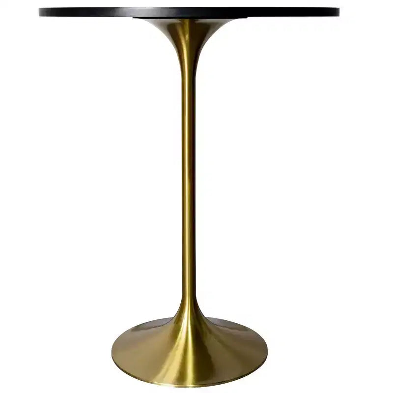 Table à manger ronde Leisuremod Verve 27 de hauteur bar – Plateau en pierre avec base piédestal en or brossé, table de hauteur comptoir pour cuisine, maison et pub