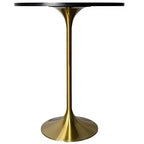 Table à manger ronde Leisuremod Verve 27 de hauteur bar – Plateau en pierre avec base piédestal en or brossé, table de hauteur comptoir pour cuisine, maison et pub