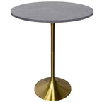 Table à manger ronde Leisuremod Verve 27 de hauteur bar – Plateau en pierre avec base piédestal en or brossé, table de hauteur comptoir pour cuisine, maison et pub