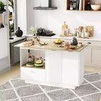 Îlot de cuisine Famapy en chêne blanc avec 2 portes et 1 tiroir