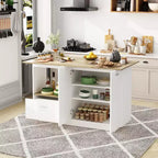 Îlot de cuisine Famapy en chêne blanc avec 2 portes et 1 tiroir