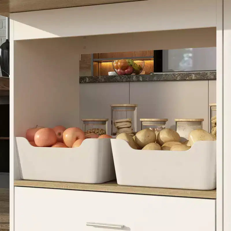 Îlot de cuisine Famapy en chêne blanc avec 2 portes et 1 tiroir