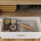 Îlot de cuisine Famapy en chêne blanc avec 2 portes et 1 tiroir
