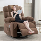 Massage Rocker Recliner Chair Rocking Chairs for Adults Oversized with 2 Cup Holders, USB Charge Port Soft Features a Manual Mas
