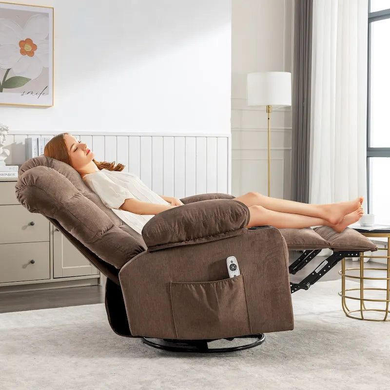 Massage Rocker Recliner Chair Rocking Chairs for Adults Oversized with 2 Cup Holders, USB Charge Port Soft Features a Manual Mas