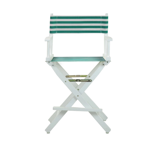 24 Chaise de réalisateur cadre blanc - tissu bleu sarcelle Cabana - 23L x 19P x 39.5H
