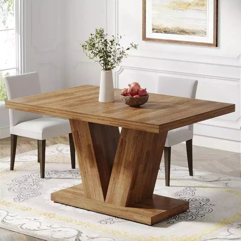 Table à manger de ferme en bois Lantine de 120 cm