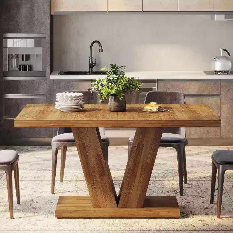 Table à manger de ferme en bois Lantine de 120 cm
