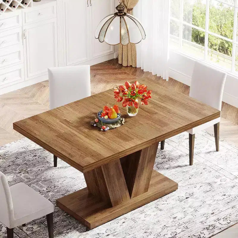 Table à manger de ferme en bois Lantine de 120 cm