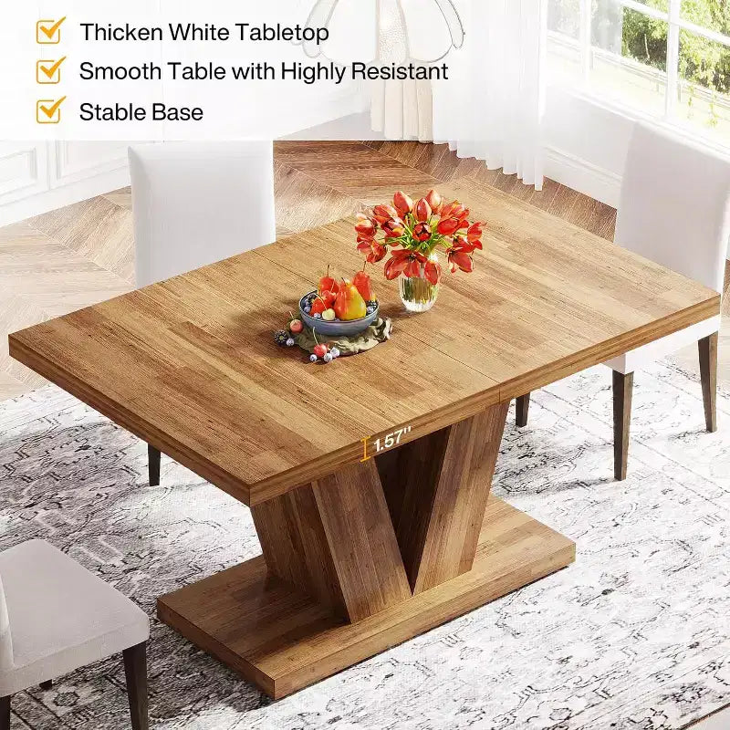 Table à manger de ferme en bois Lantine de 120 cm