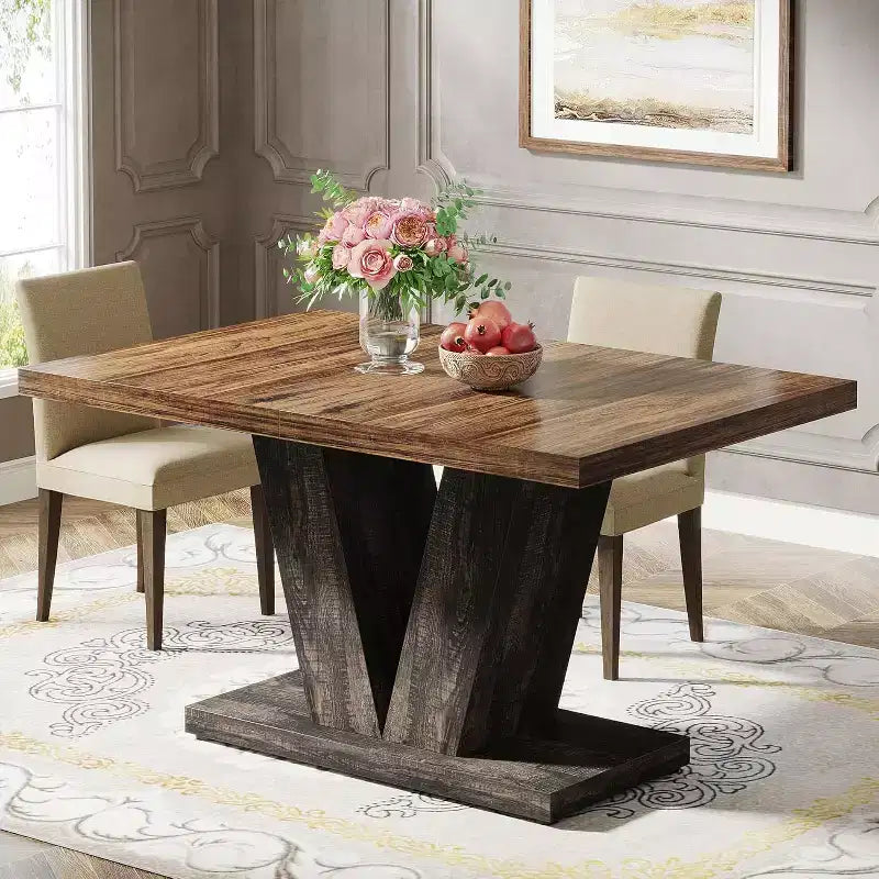 Table à manger de ferme en bois Lantine de 120 cm