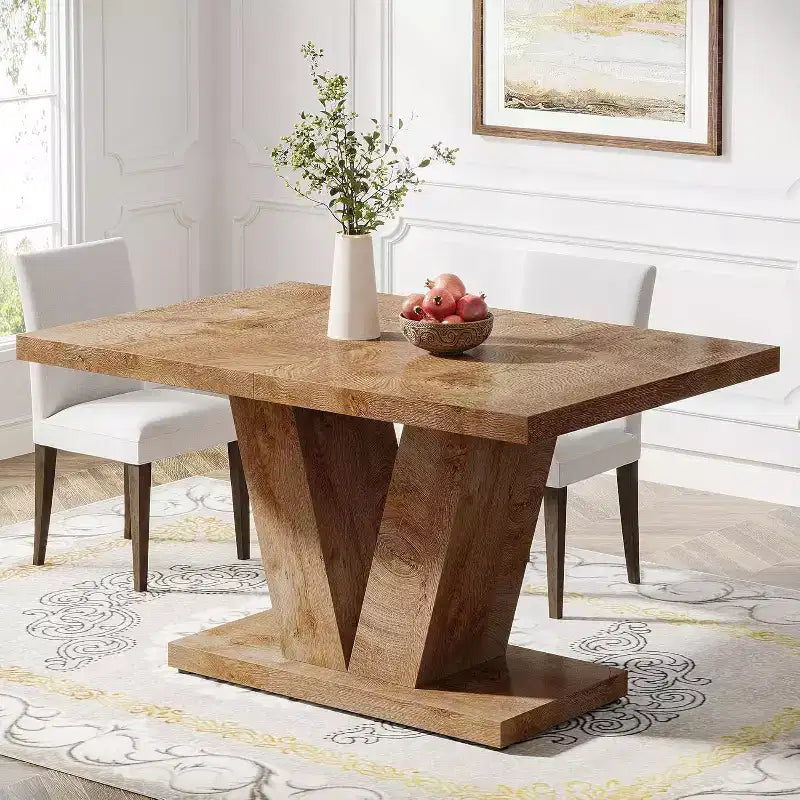 Table à manger de ferme en bois Lantine de 120 cm