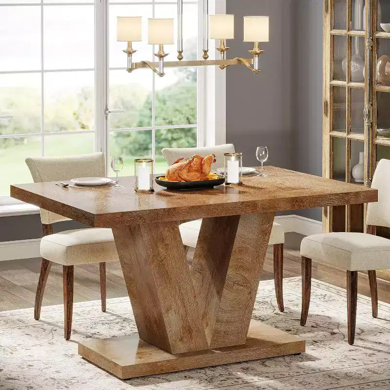 Table à manger de ferme en bois Lantine de 120 cm