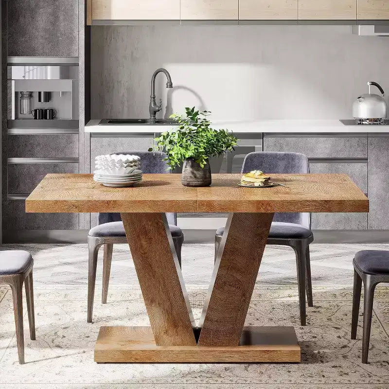 Table à manger de ferme en bois Lantine de 120 cm