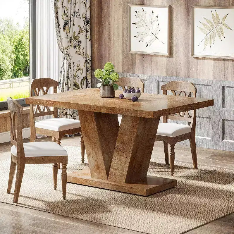 Table à manger de ferme en bois Lantine de 120 cm