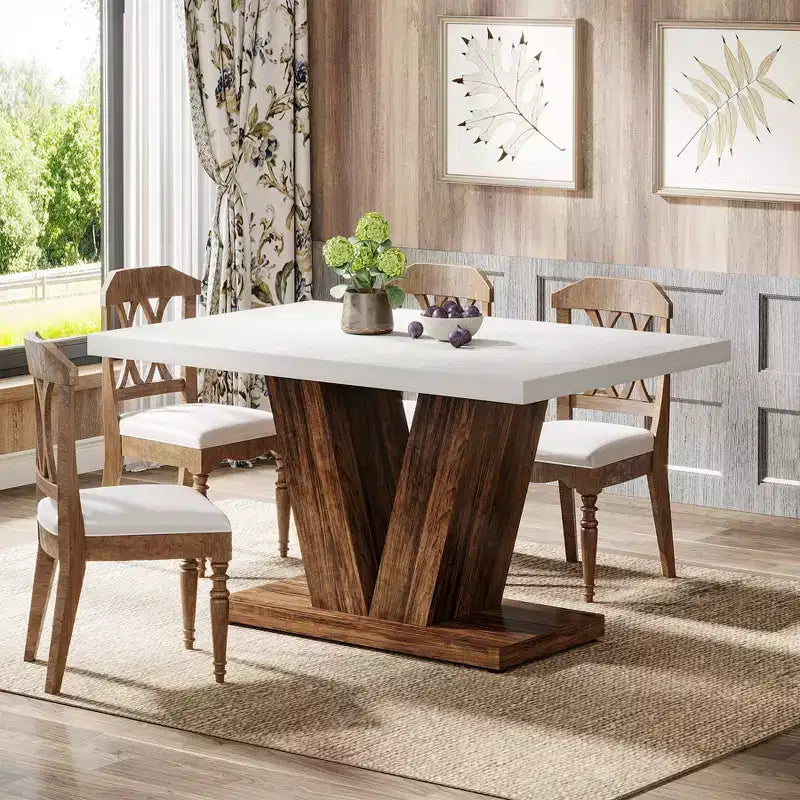 Table à manger de ferme en bois Lantine de 120 cm