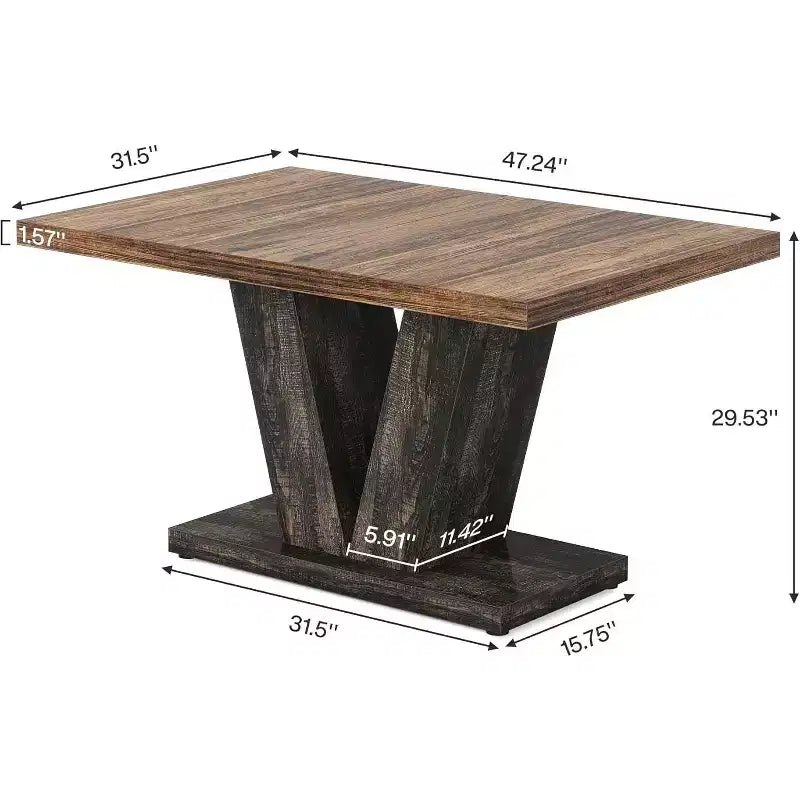 Table à manger de ferme en bois Lantine de 120 cm