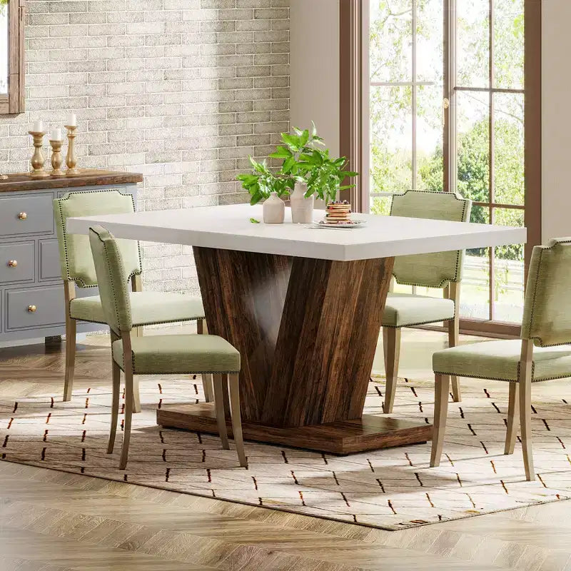 Table à manger de ferme en bois Lantine de 120 cm