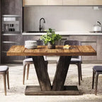 Table à manger de ferme en bois Lantine de 120 cm