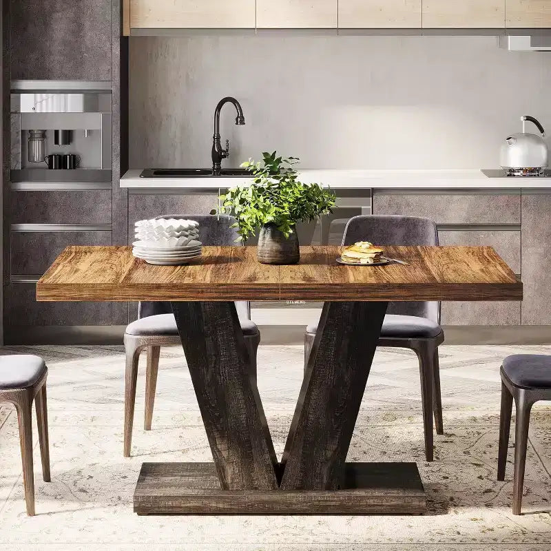 Table à manger de ferme en bois Lantine de 120 cm