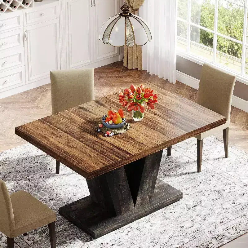 Table à manger de ferme en bois Lantine de 120 cm