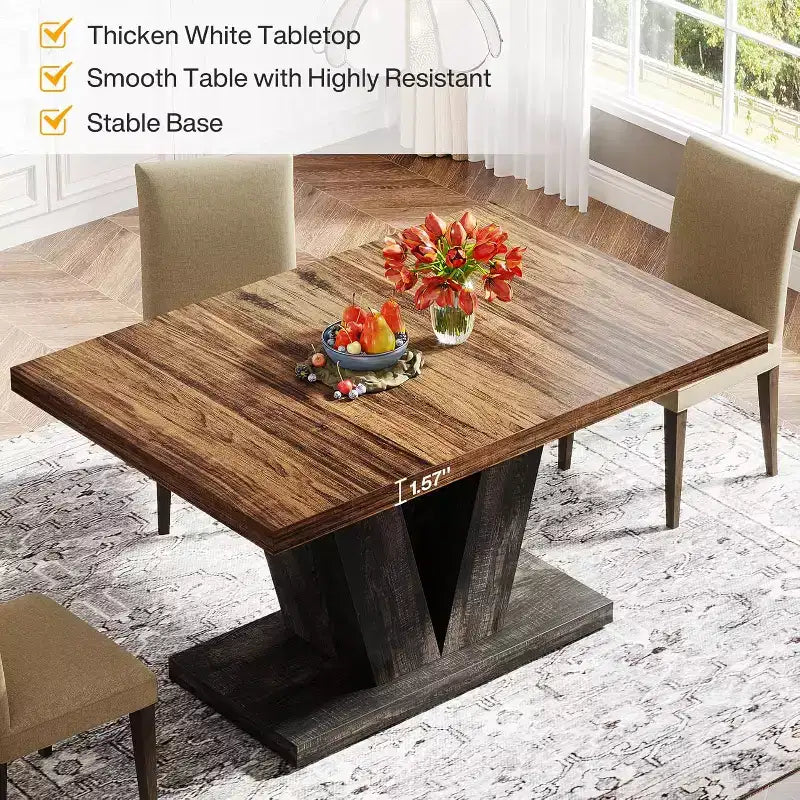 Table à manger de ferme en bois Lantine de 120 cm