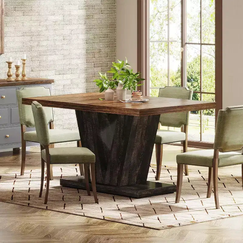 Table à manger de ferme en bois Lantine de 120 cm