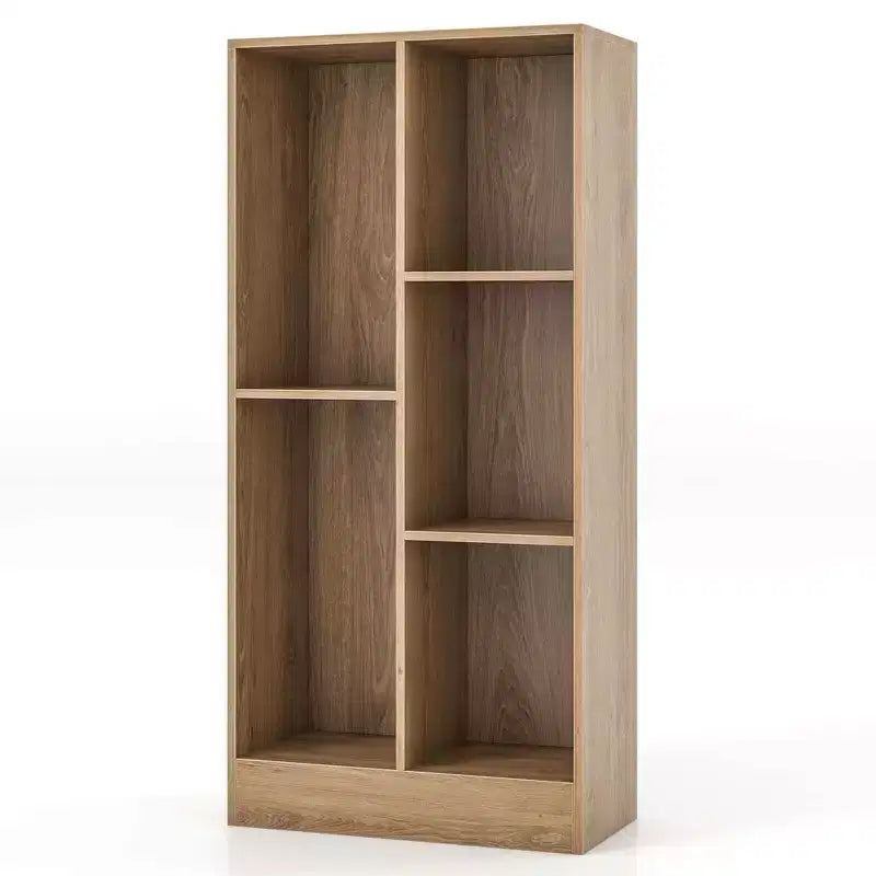 Costway Bibliothèque pour enfants à 5 compartiments, organisateur de rangement de jouets en bois pour chambre d'enfant, blanc/naturel