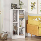 Costway Bibliothèque pour enfants à 5 compartiments, organisateur de rangement de jouets en bois pour chambre d'enfant, blanc/naturel
