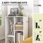 Costway Bibliothèque pour enfants à 5 compartiments, organisateur de rangement de jouets en bois pour chambre d'enfant, blanc/naturel