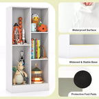Costway Bibliothèque pour enfants à 5 compartiments, organisateur de rangement de jouets en bois pour chambre d'enfant, blanc/naturel