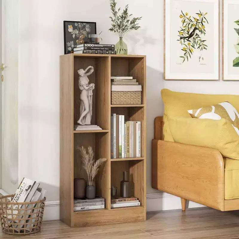 Costway Bibliothèque pour enfants à 5 compartiments, organisateur de rangement de jouets en bois pour chambre d'enfant, blanc/naturel