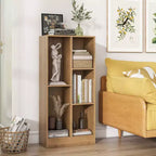 Costway Bibliothèque pour enfants à 5 compartiments, organisateur de rangement de jouets en bois pour chambre d'enfant, blanc/naturel