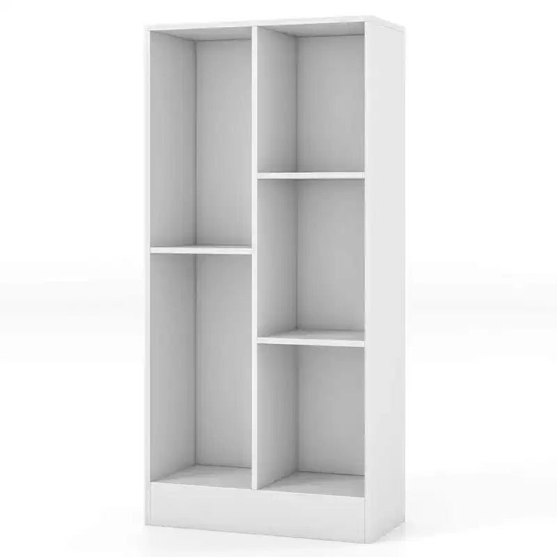 Costway Bibliothèque pour enfants à 5 compartiments, organisateur de rangement de jouets en bois pour chambre d'enfant, blanc/naturel