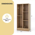 Costway Bibliothèque pour enfants à 5 compartiments, organisateur de rangement de jouets en bois pour chambre d'enfant, blanc/naturel