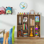 Costway Bibliothèque pour enfants à 5 compartiments, organisateur de rangement de jouets en bois pour chambre d'enfant, blanc/naturel