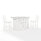Crosley Julia Stainless Steel Top Island W/X-Back Stools - 50 W x60 D x41 H