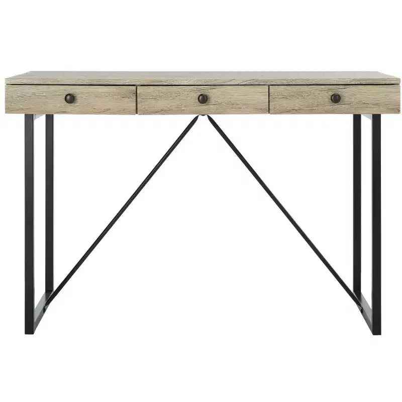 Hilton 3 Drawer Desk - DSK2206 - Rustic Brown/Black - Safavieh