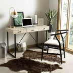 Bureau 3 tiroirs Hilton - DSK2206 - Marron rustique/Noir - Safavieh